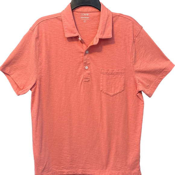 J. Crew Men's100% Cotton Coral Polo Shirt Size L - Picture 2 of 3